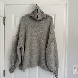 Free People Heather Gray Cowl Neck Oversized Sweater